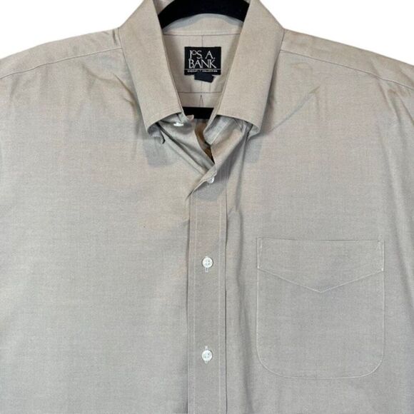 Jos. A Bank Executive Collection Men's Beige Tan Dress Shirt Cotton Size 17-33 - Picture 3 of 9